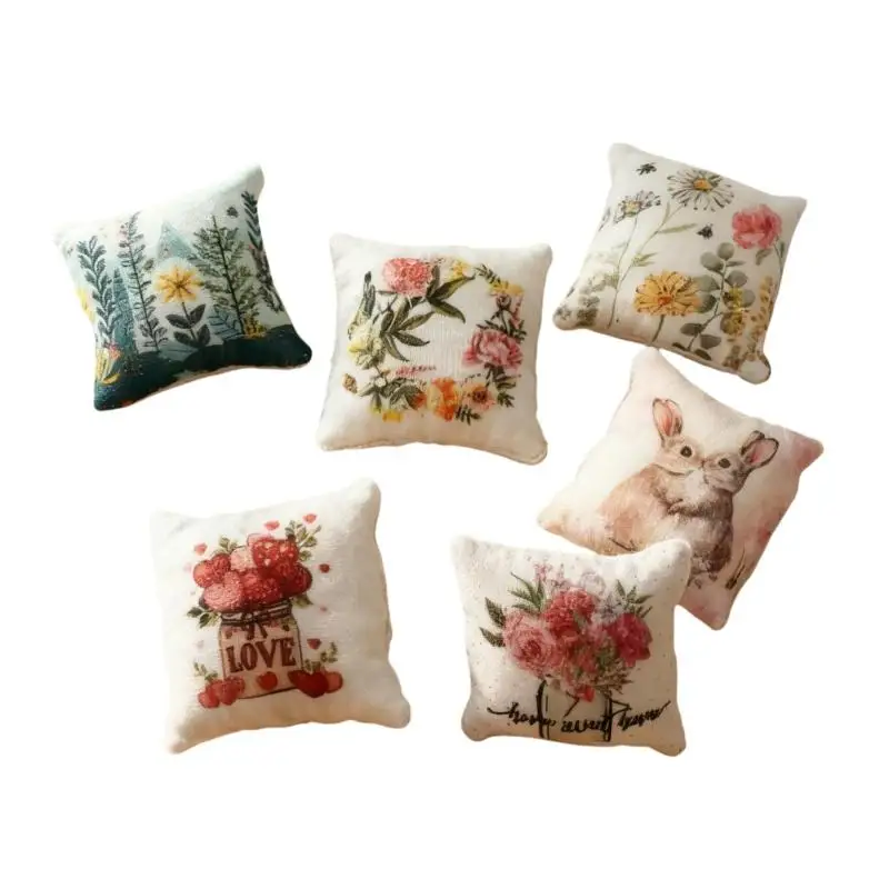 2 Piezas de Sofá para Casa de Muñecas, Escena de Dormitorio, Sala de Estar BJD, Modelo Micro, Decoración Artesanal, Miniatura, Cojín de Pascua para el Hogar, Regalo Festivo