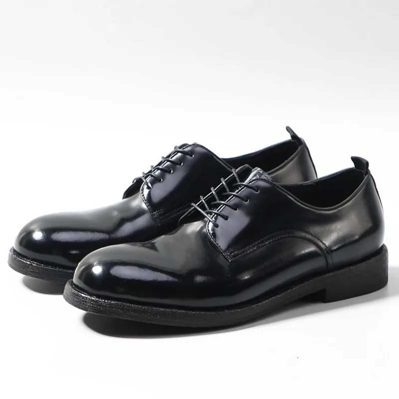 

Designer Shoes Men's Genuine Leather Business Casual Derby British Retro Formal Wedding Leather Shoes Male Dress Office Black
