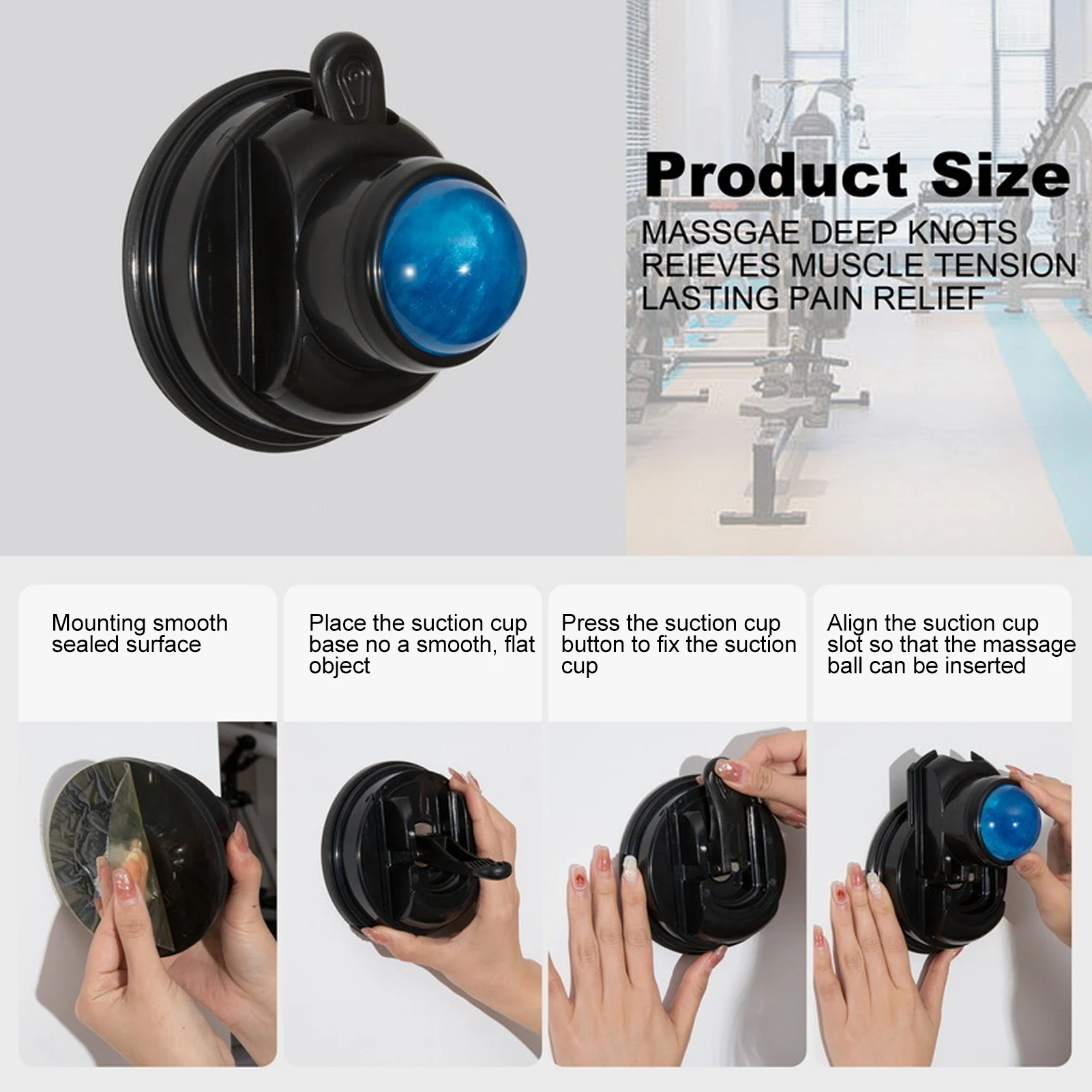 Wall Massage Roller Manual Suction Cup Massage Ball 360 Degrees Rotation Mountable Muscle Massage Ball Suction Cup Massage Ball