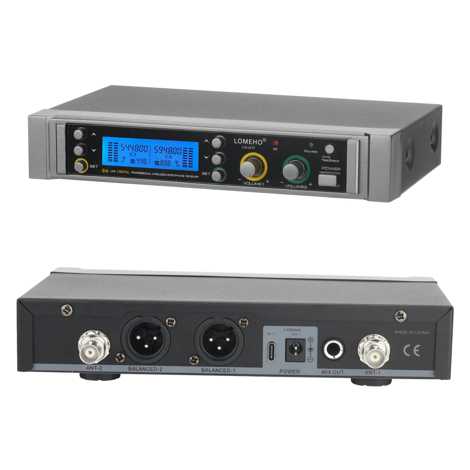 LOMEHO 2 Micro Không Dây Hồng Ngoại Đồng Bộ 2*450 Kênh Bodypack UHF Đa Tần Số Chống Phản Hồi Tắt Tiếng đảng Mic LO-U11H2