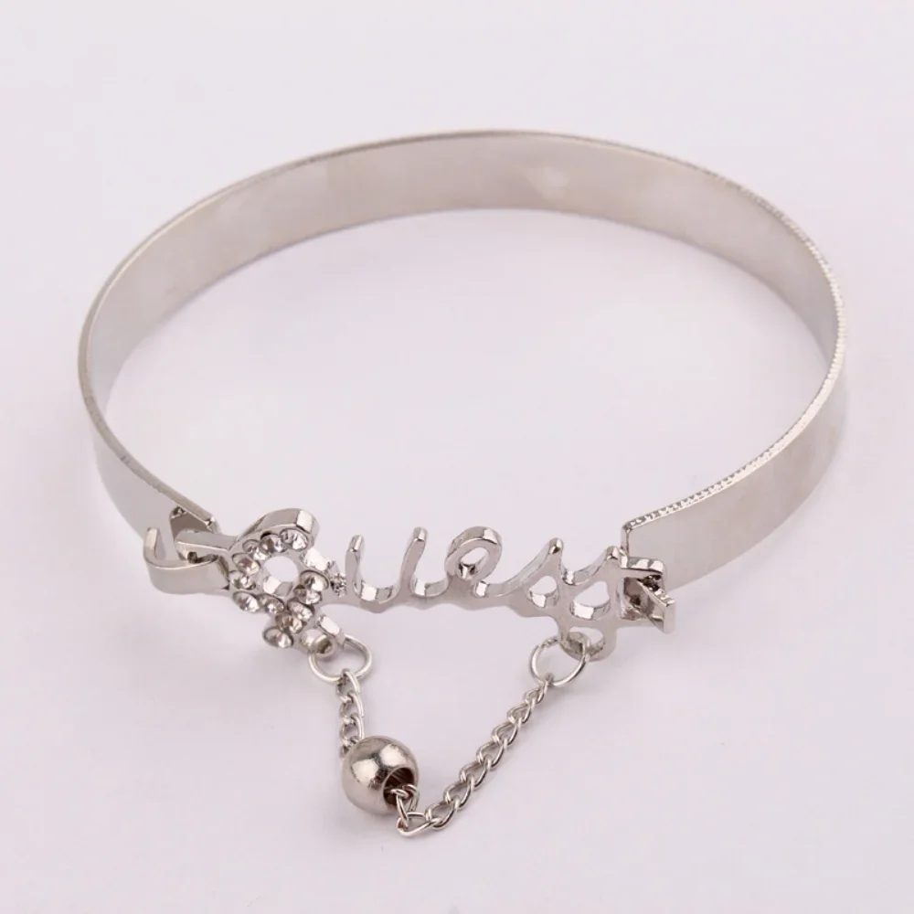 Women\'s Metal Bracelet Letter Alloy Band Crystal Pendant Hot Selling Jewelry Fashion Jewelry