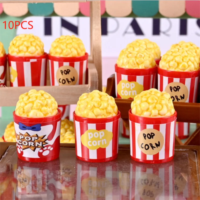 

10PCS Mini Pretend Play Popcorn Bucket Models for Dollhouses and Micro Landscapes; Kids Toy Gift.