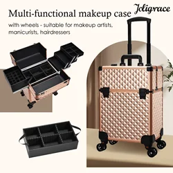 Maleta de maquillaje profesional con ruedas, Maleta de viaje con ruedas, caja de carro de tren de maquillaje, estuche de cosméticos, maletín para manicura de uñas, peluquería