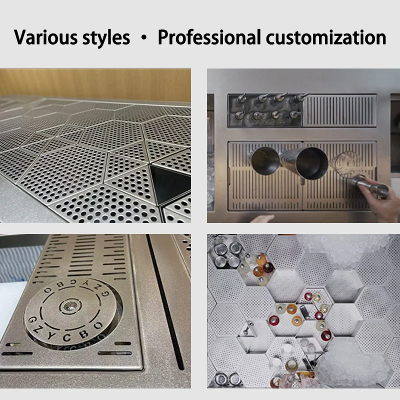 Stainless Steel Sixth-generation Honeycomb Wine Trough bar Counter With Freezer Bar Counter