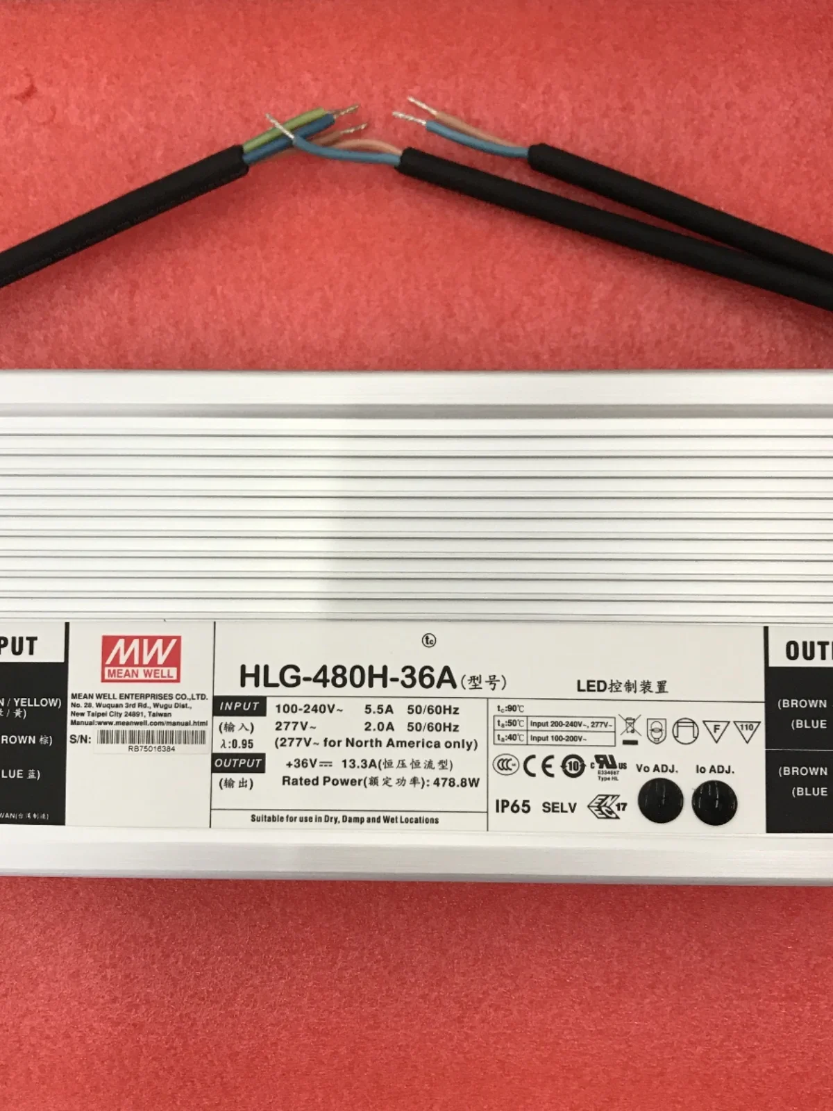 Mingwei LED Waterproof Switching Power Supply HLG-480H-24A/30A/36A/42A/48A/54A Transverse Current Constant Voltage