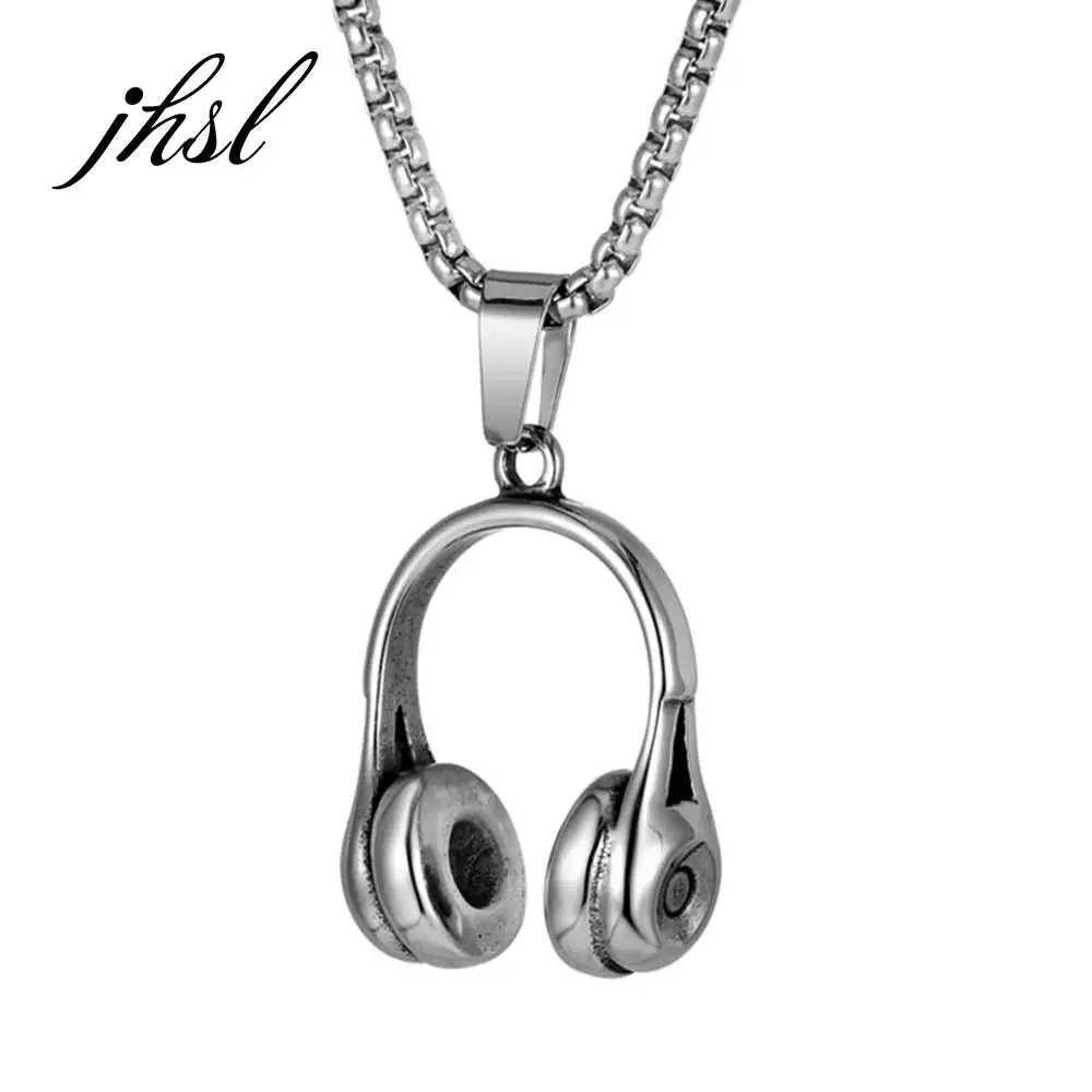 JHSL Men Statement Stainless Steel Pendants Necklace Great Party Gift Headphone Deisgn Fashion Jewelry Dropship