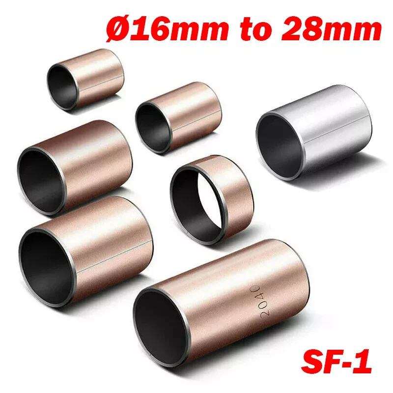 2Pcs SF-1 Self Lubricating Bearings ID Ø16mm - 28mm Composite Bearing Bushing Sleeve Steel Bear