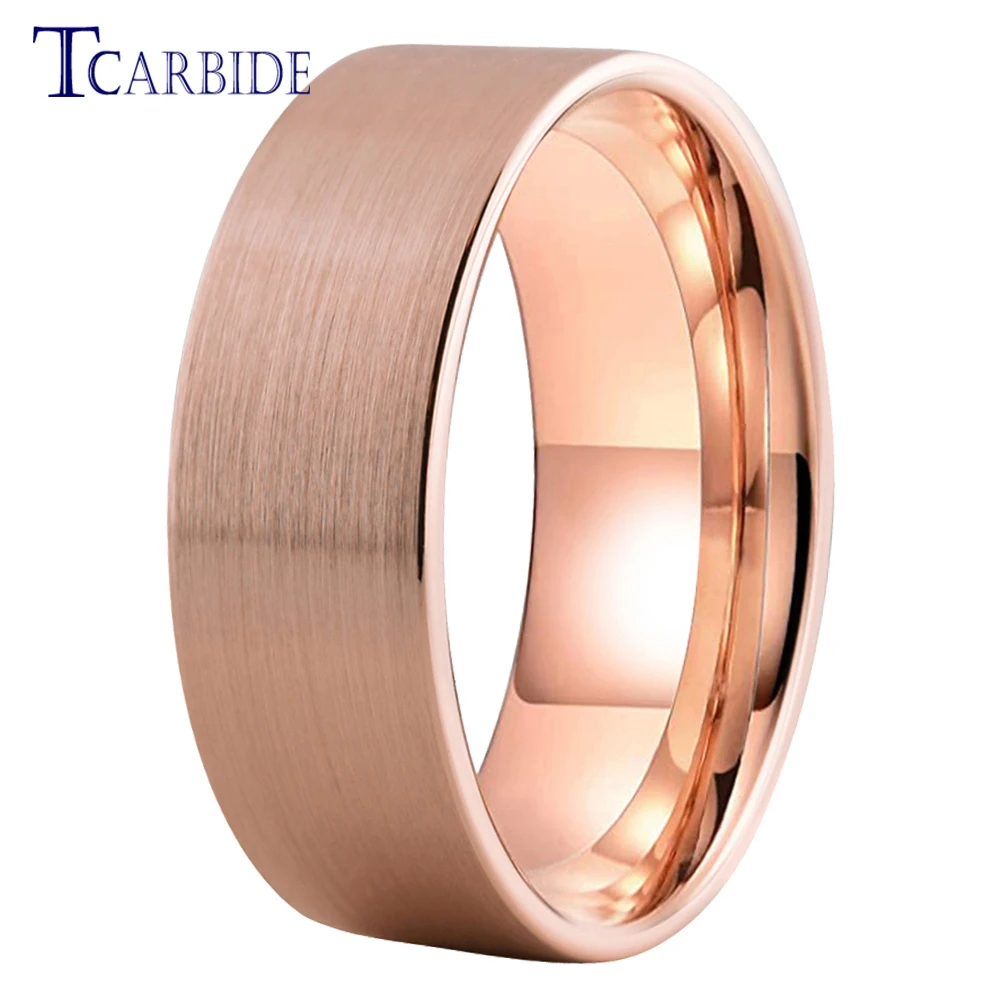 4MM6MM8MM Rose Wedding Band Men Women Classic Tungsten Carbide Ring Pipe Cut Brushed Finish Dailylife Gift Jewelry Comfort Fit
