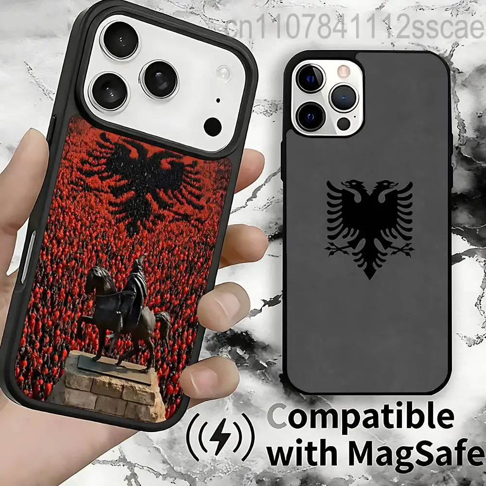 

Albania Albanians Flag Case For iPhone 17,16,15,14,13,12,11,Pro,Max,Plus,Mini,SE4,E Magnetic Magsafe Wireless Charging