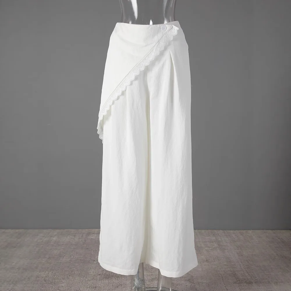 

SuperAen Fashion High-waisted Casual Loose Wide-leg Pants Women Drape 2025 New Design Spliced Full Length Pants