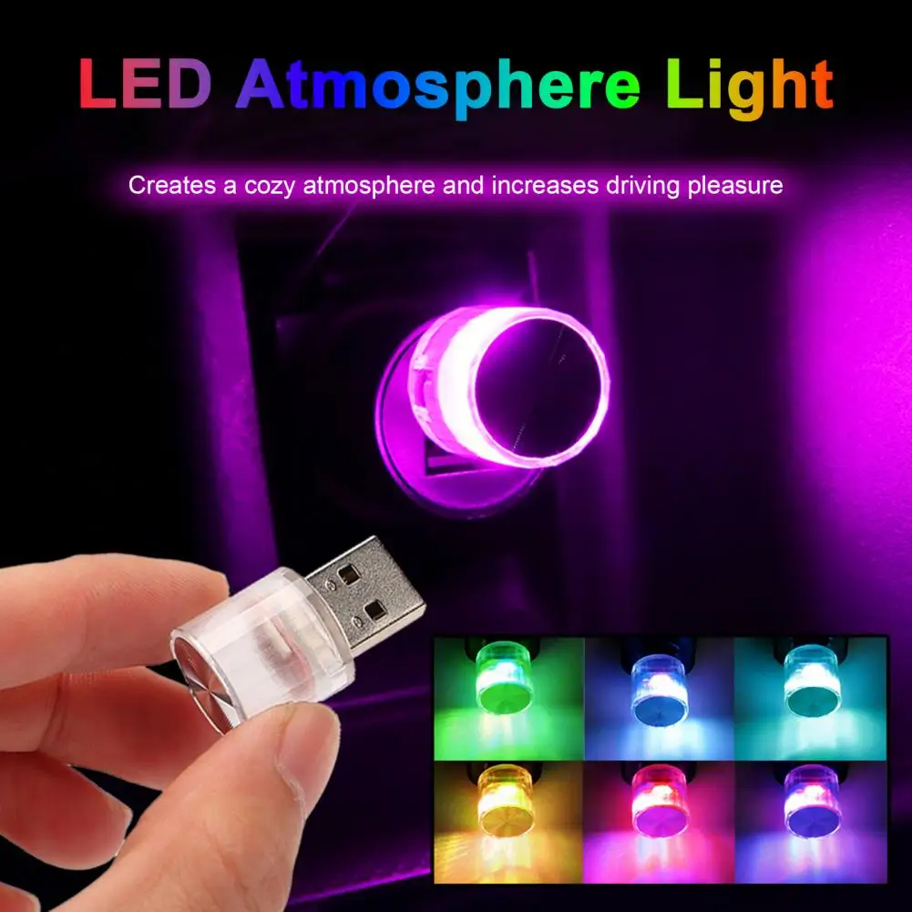 

USB Car Lamp Mini Size Plug-Play Portable Universal LED Atmosphere Light Emergency Lighting Room Decoration