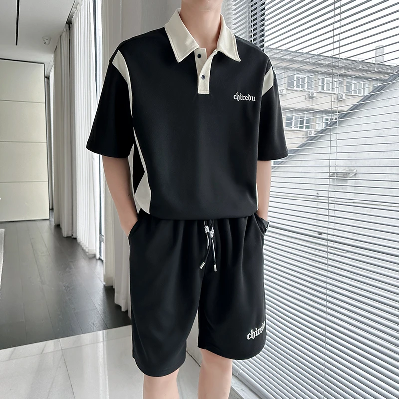 

Повседневный летний комплект из рубашки и футболки для мужчин: модный, свободный крой, дышащий, молодежный стиль