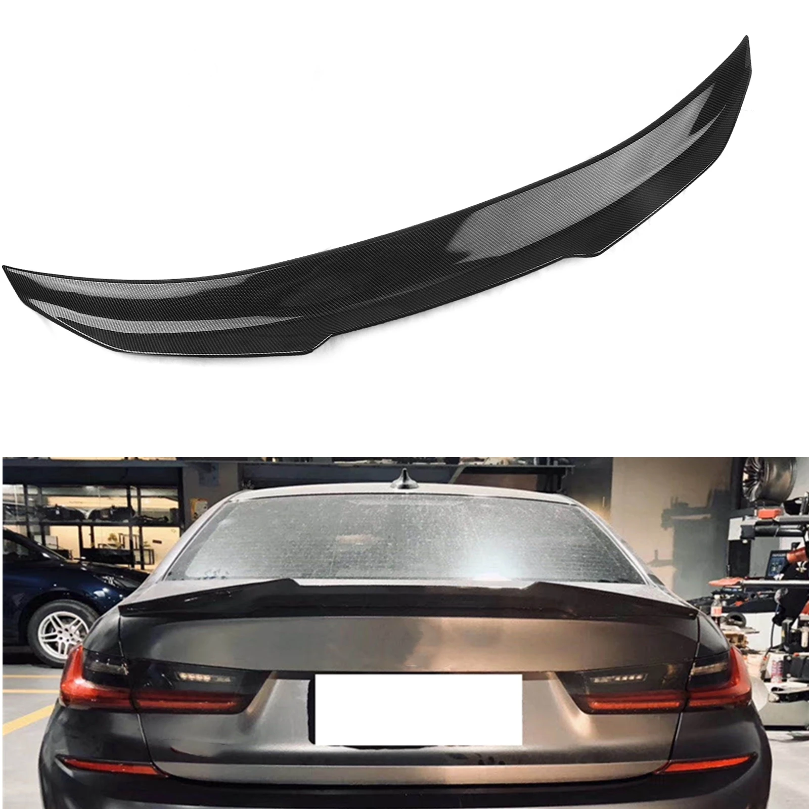 Car Rear Spoiler Lip Wing Trunk Splitter Decklid Flap Duckbill Trim For BMW G20 330i G80 M3 PSM 2019-2024