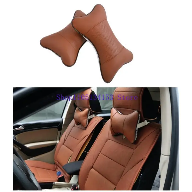 hg89 Portable Car Leather Neck Pillows Neck Rest Cushions Relaxing Neck Support headrests Comfortable Travel Car Seats Home