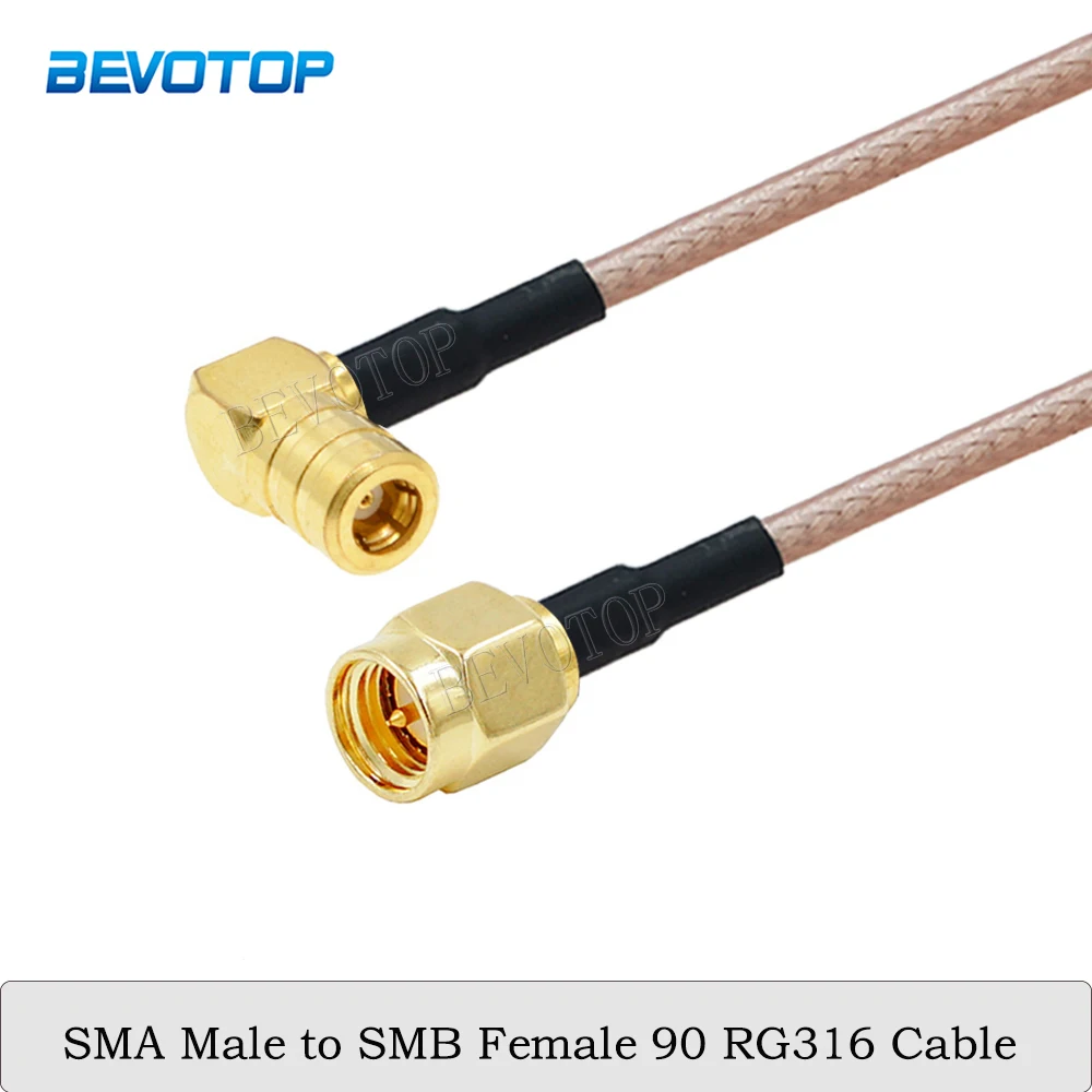 

RG-316 SMA Male Plug to SMB Female Jack 90 Degree Connector 50 Ohm Low Loss RG316 Cable High-Quality Pigtail Jumper 5CM-10M