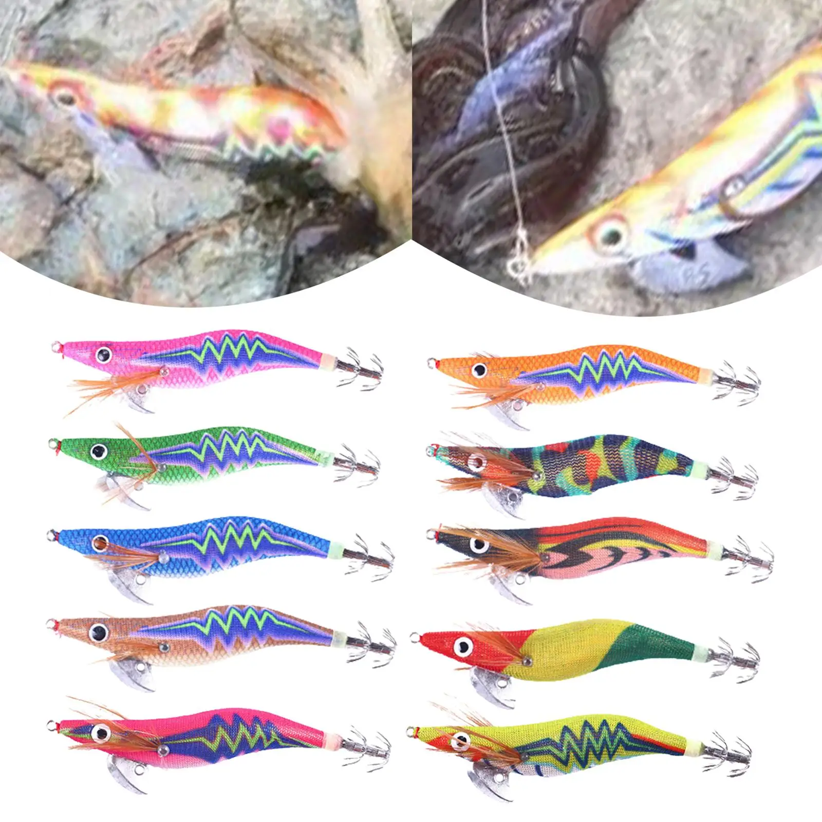 

Squid Sea Fishing Tackle 12cm Squid Jig Lures Saltwater Fishing Lures