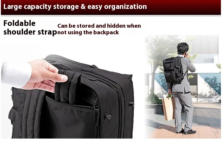 Large Capacitor Bag with Password 3WAY Handheld Double Shoulder Bapa Waterproof Business Nylon Notebook Bag