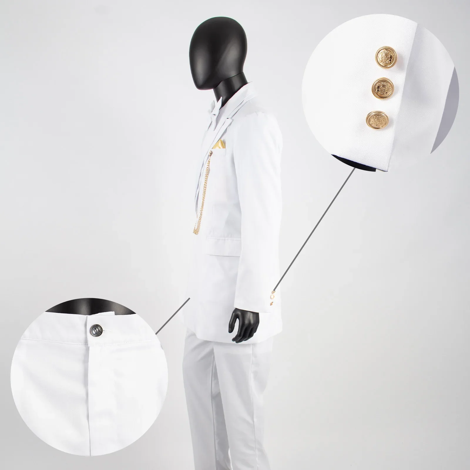 Men`s Suits Slim Fit Blazer and Pants 2 Piece Set Dashiki Outfits with Bow Tie Chain Kerchief African Clothes Wedding A2316016