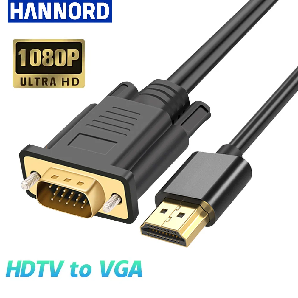 

Hannord HDTV Male to VGA Male 1080P 60Hz HDMI-compatible Cable to VGA Adapter Digital to Analog Audio Cable for PC Laptop