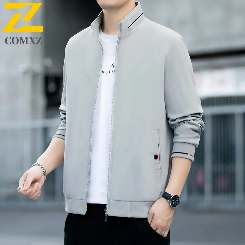 

COMXZ 2025 Mens Jacket Plus Size Lightweight Light Luxury Business Golf Office Autumn Windbreaker Trendy Casual Handsome Coat