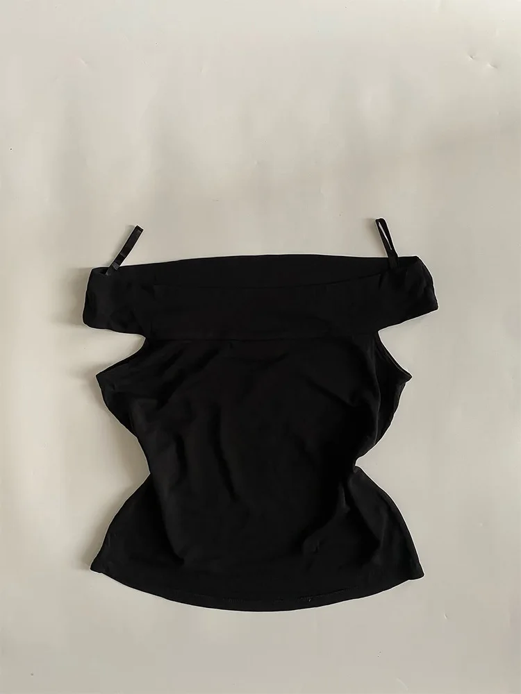 

Chayue Weiyun Original Retro Design Slimming Bla T-irt oulder Baring Top Summer Casual Sle Printed Cotton Blend ort...