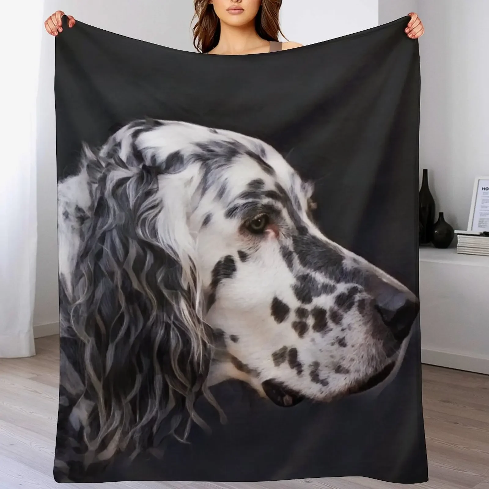 Manta decorativa suave con diseño de perro Setter inglés con ojos color avellana para sofá