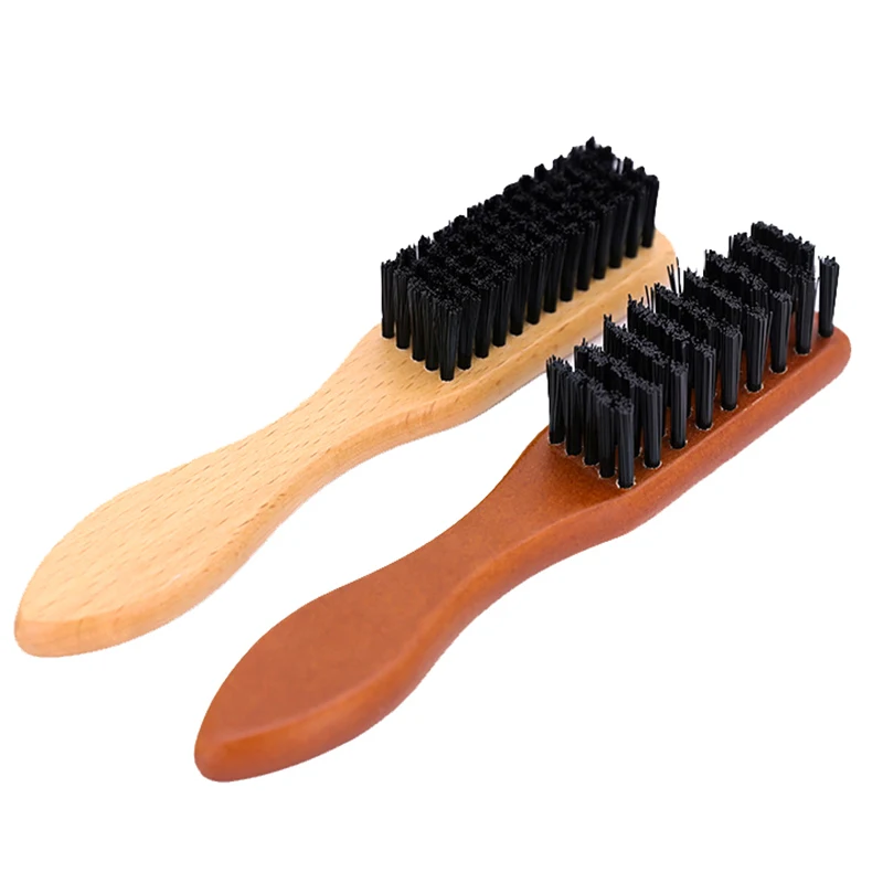 1PCS Wooded Handle Shoe Brush Soft Hair Cleaning Brush Broken Hair Remove Comb Hairdressing Neck Duster Barber Tools