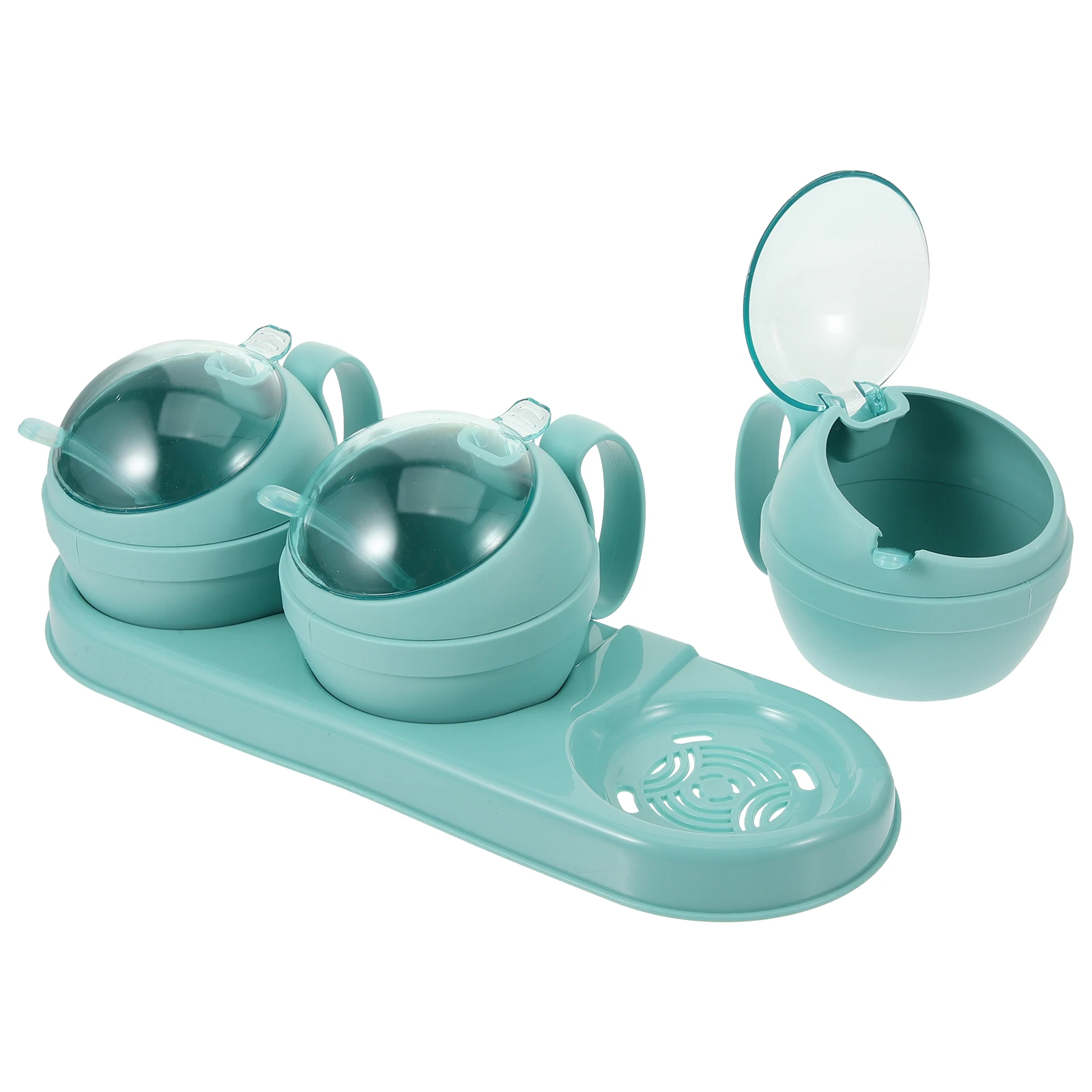

3 Food Grade PP Seasoning Boxes with Spoons Storage Containers for Salt Pepper Kitchen Bar Accessories