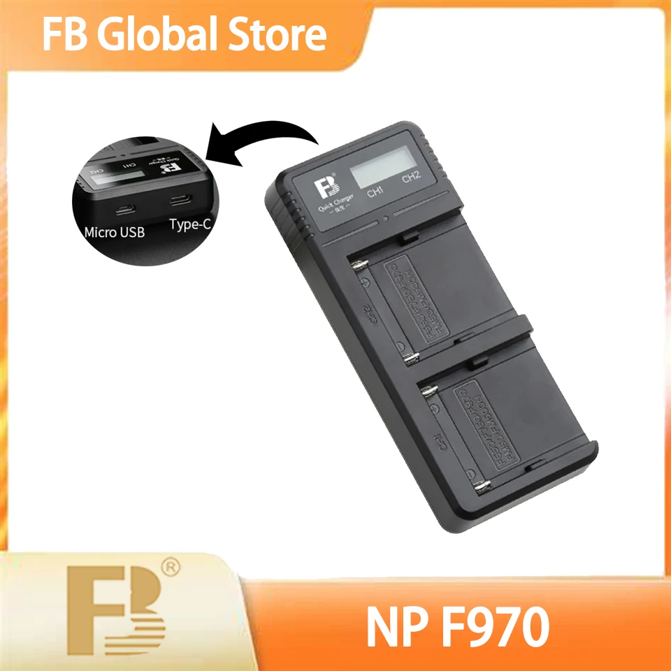 

FB NP-F970 Camera Battery Charger Dual Slot LED Display Screen for SONY F550 F750 F990 F980 F970 F960 F550 F570 F770 F930 FM500H