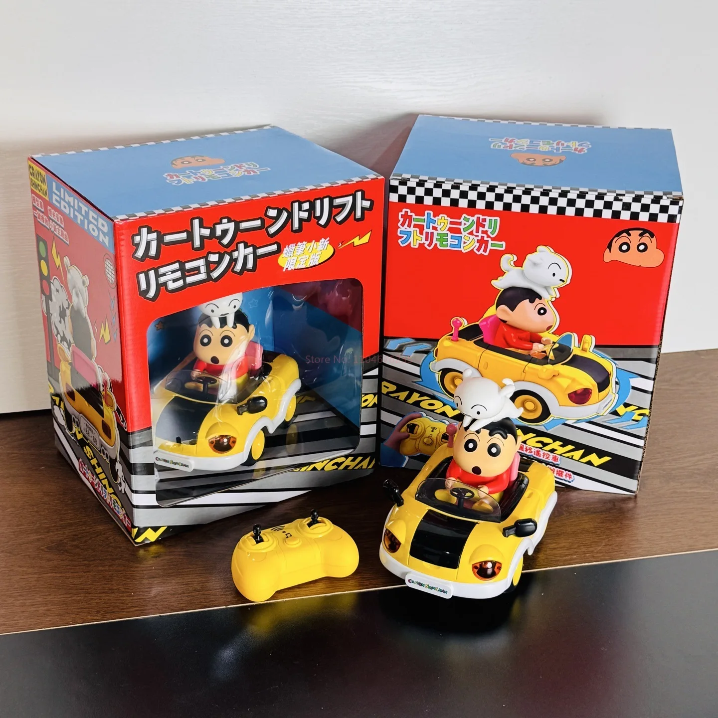 

Anime Peripheral Crayon Shin-Chan Xiaobai Sing Music Light Car Toy Decor Crazy Light Sound Limited Drifting Rc Car Ornament Gift