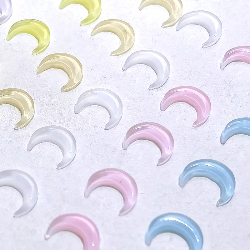 Abalorios de dibujos animados para decoración de uñas, accesorios para manicura, Luna transparente de hielo, cristal colorido, resina, diamantes de imitación, 50 piezas