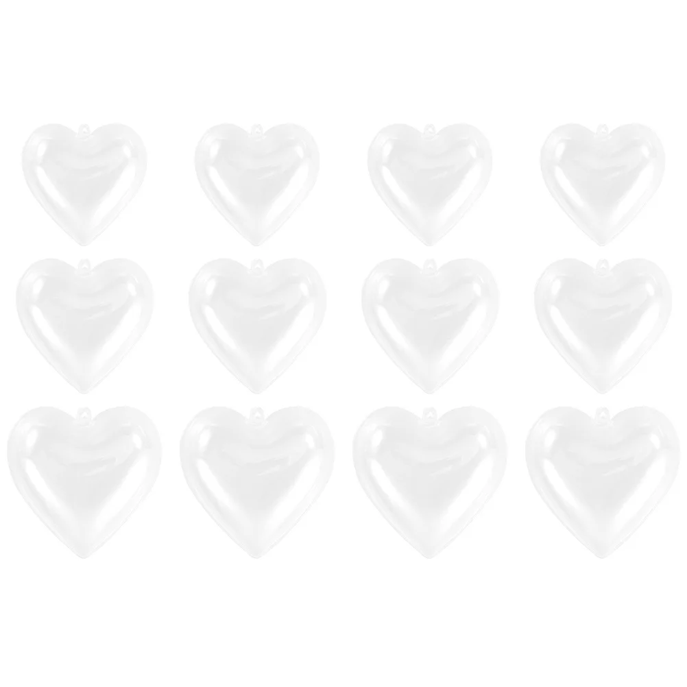 

12Pcs Heart Transparent Christmas Balls DIY Fillable Plastic Ornaments Hanging Xmas Tree Decoration Christmas Fillable Ball
