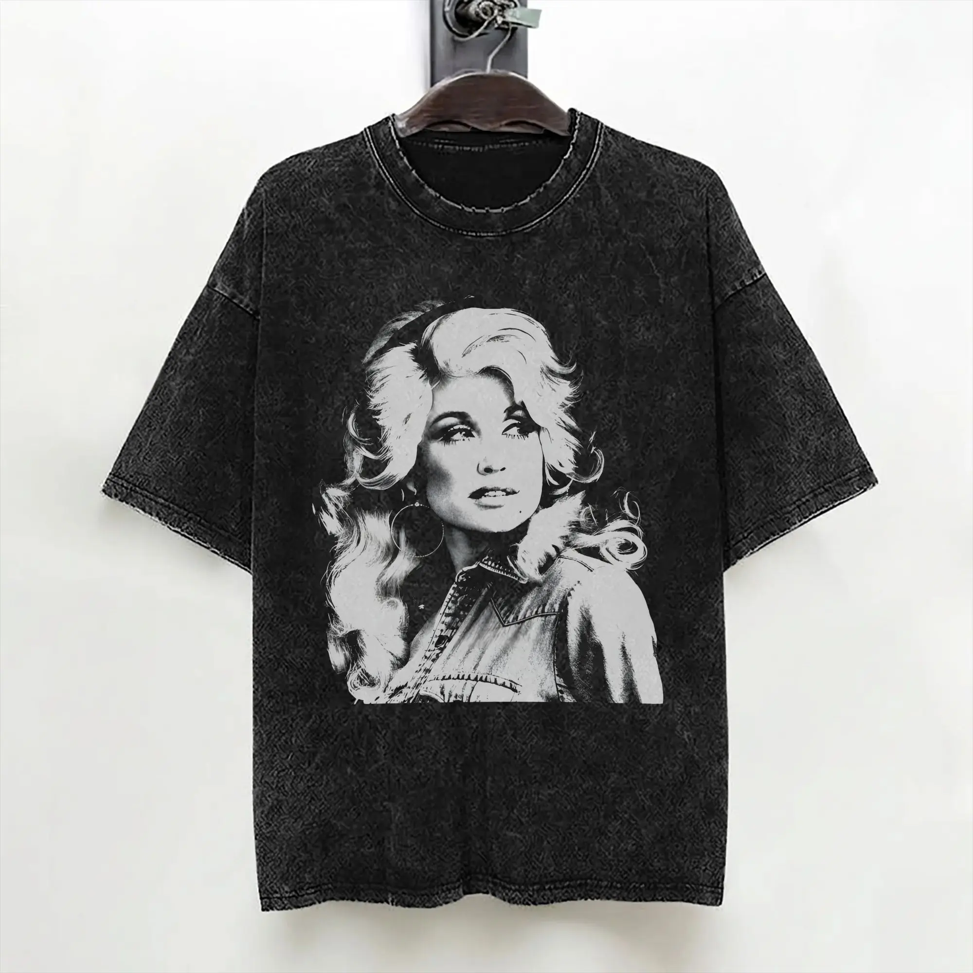 Singer D-Dolly Parton T Shirts Washed Short Sleeve Harajuku T-Shirt  Fashion for Men Women Streetwear Summer Tee Shirt
