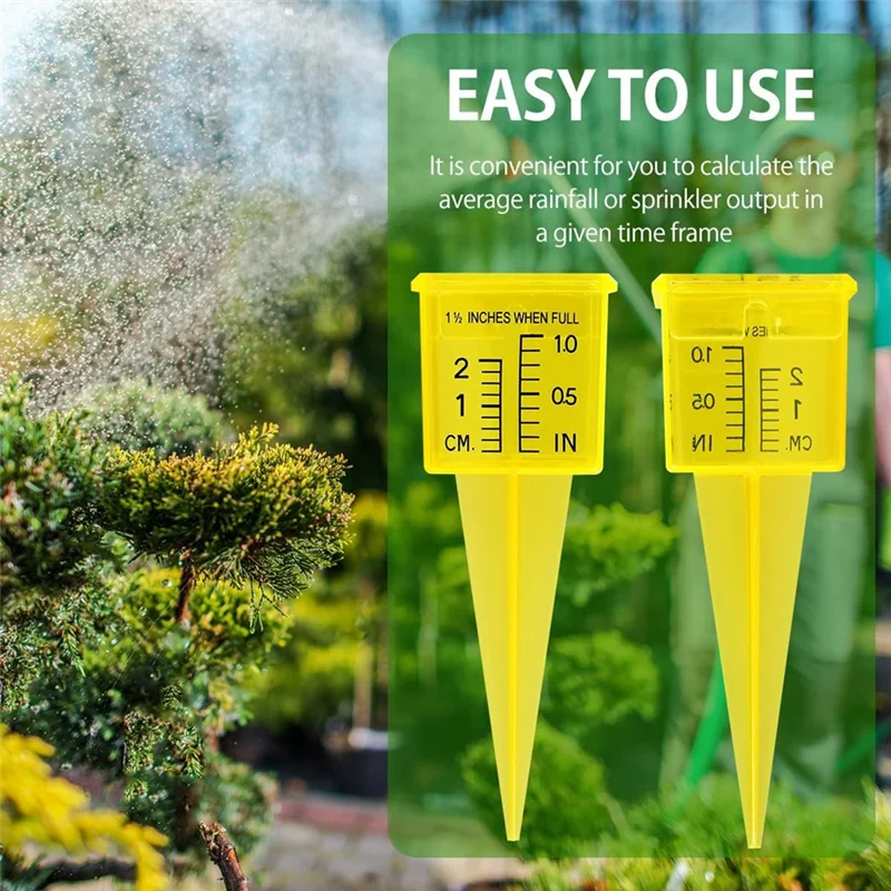 H-W 20PCS Regen Gauge Wiederverwendbare Garten Wasser Gauge Sprinkler Gauge Helle Gelb Rasen Regen Gauge Outdoor Wasser Mess Werkzeug Dura