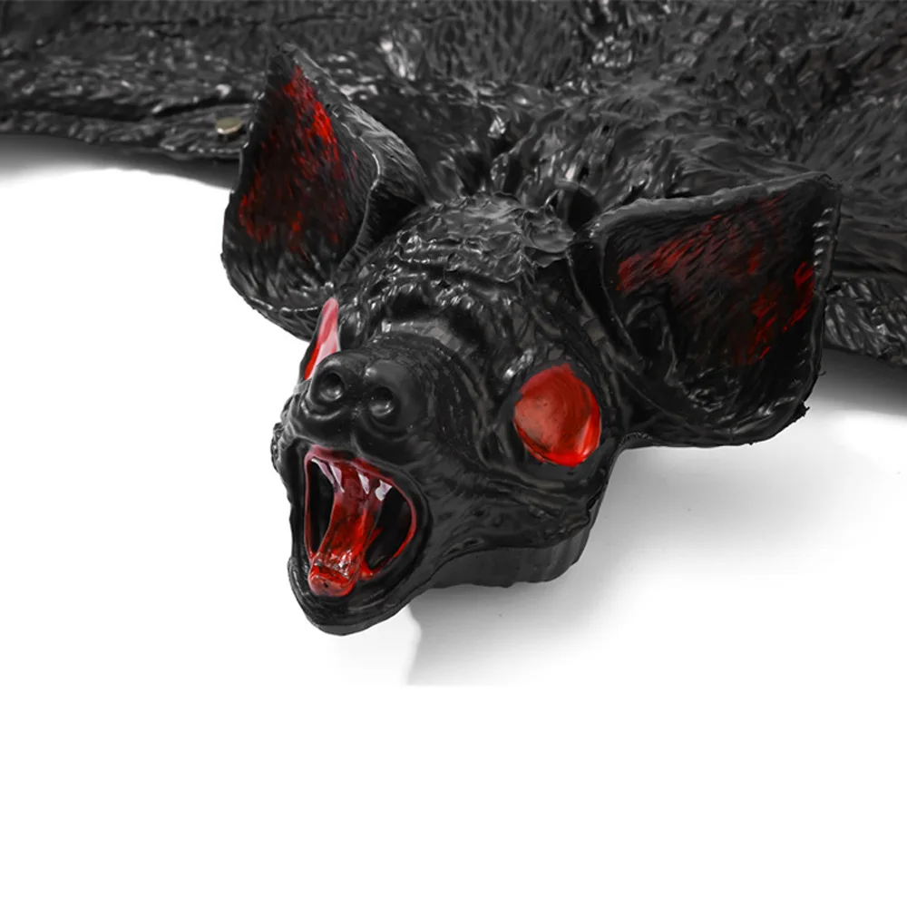 Black Bat Hanging Decor Big Realistic Pu Ornament Giant Animal Pendant Haunted House Halloween Party Home Yard Wall Decor Props 5