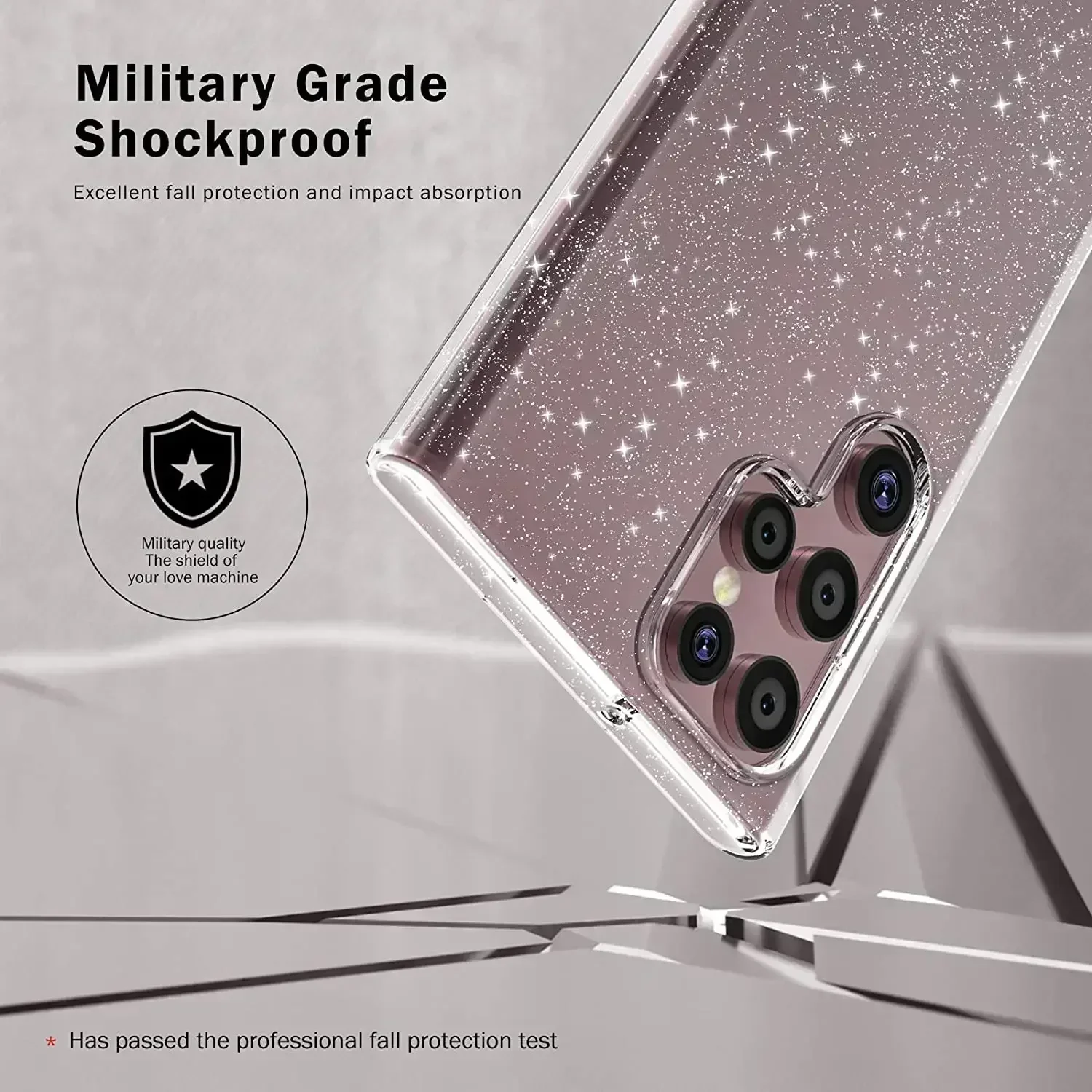 Glitter claro caso de telefone para samsung galaxy s23 s22 ultra s24 s21 plus s20 fe a53 a52 a13 a51 nota 20 capa de silicone transparente