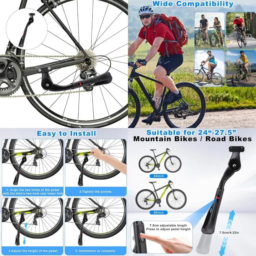 

652F Регулируемые велосипедные велосипеды Kickstand Road Bike Bide Back Parking Accessories Accessories