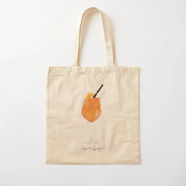 Borsa in tela di cotone con stampa Aperol Spritz Designer Donna Shopper Tote Borsa a tracolla Borsa da donna pieghevole Moda casual unisex