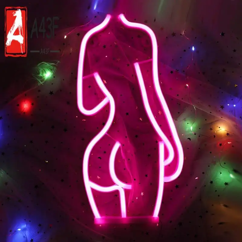 

A43F-Неоновая вывеска, светодиодные неоновые огни для декора стен, неоновая вывеска с питанием от аккумулятора и USB для спальни, бара, человеческой пещеры