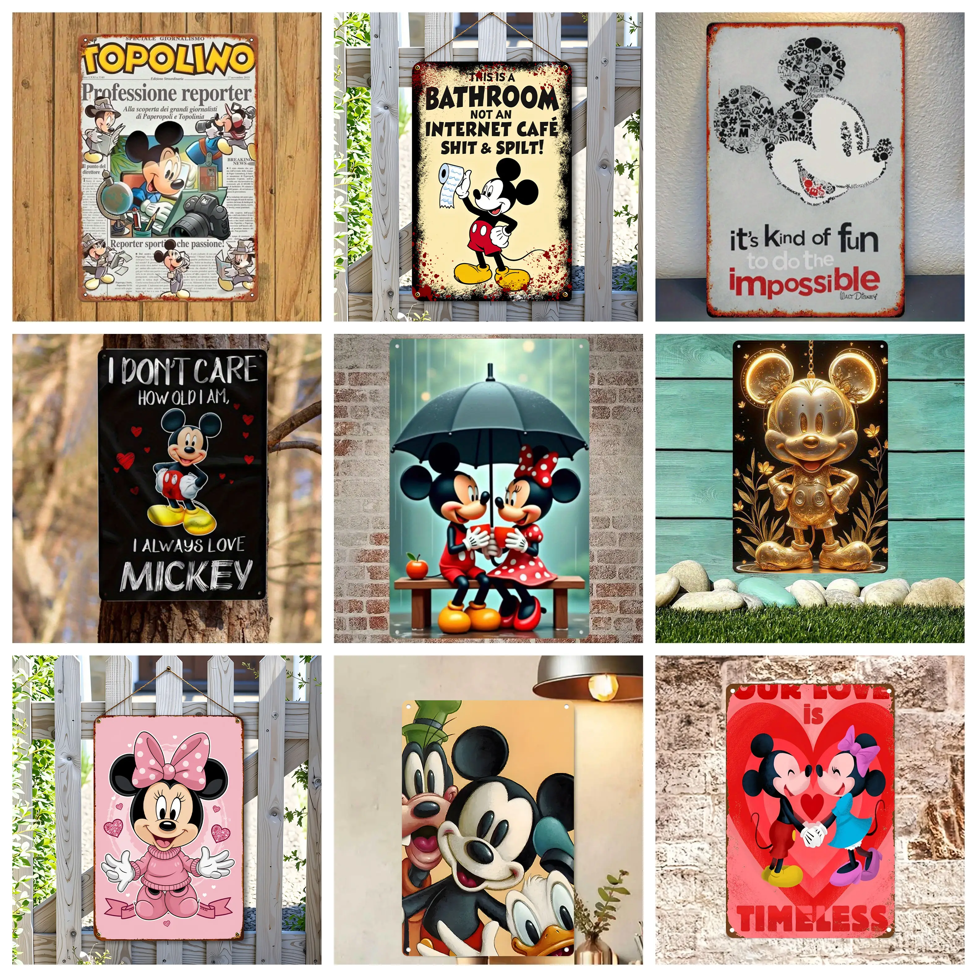 

Miniso Mickey Image Colorful Metal Signs wall decor Tin Signs Captain Metal Poster Decor for Bar Pub Club Wall Decoration