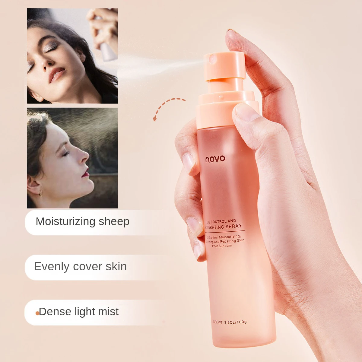 NOVO Makeup Setting Spray Soft Light Long-lasting oil control Make Up Natural Matte Refreshing Quick Fixer Cosmetic 100ml