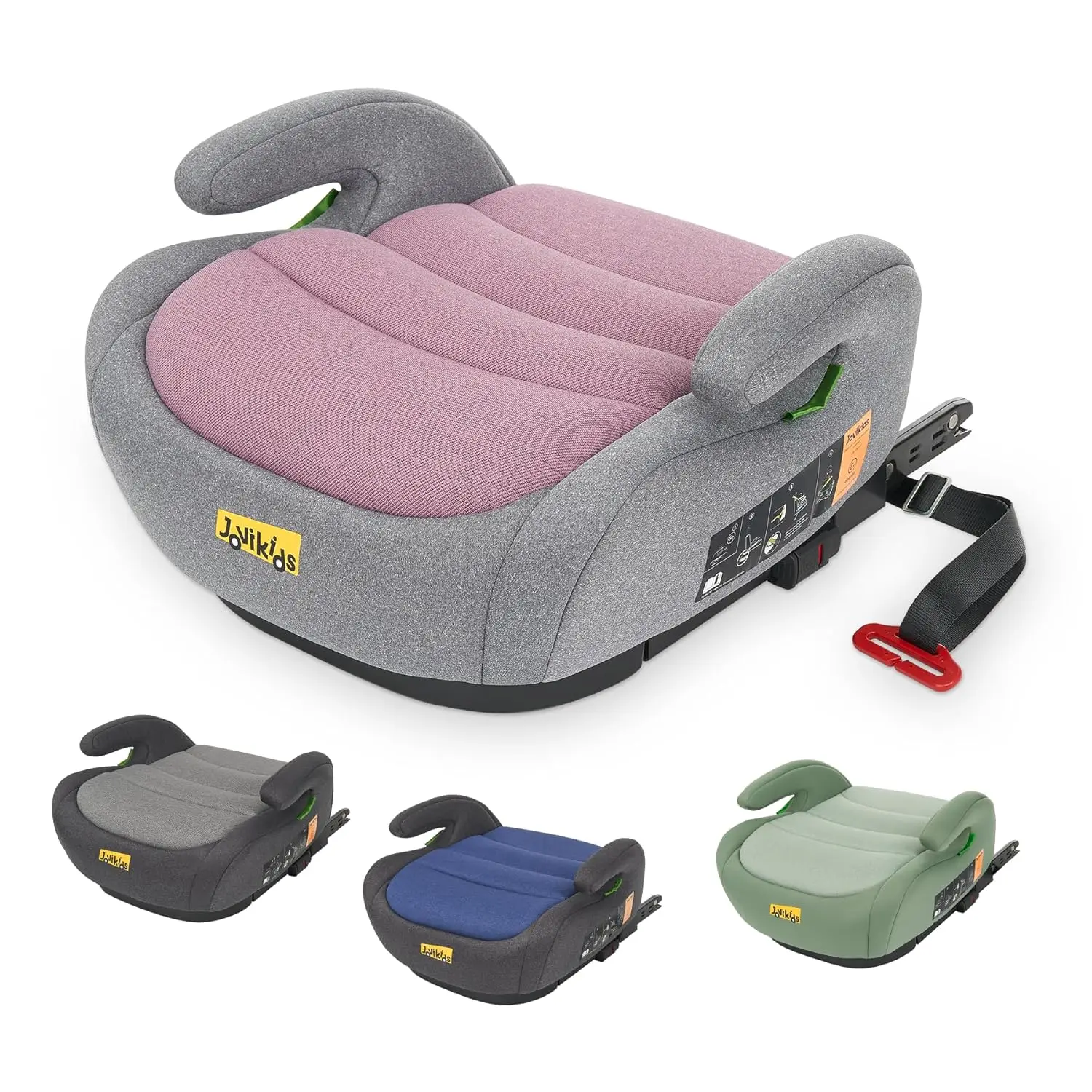 Auto-Kindersitzerhöhung mit ISOFIX, ECE R129 Kinder-Sitzerhöhung 125-150cm, Verdickter Stoffbezug & Isofix Einführhilfe, Le