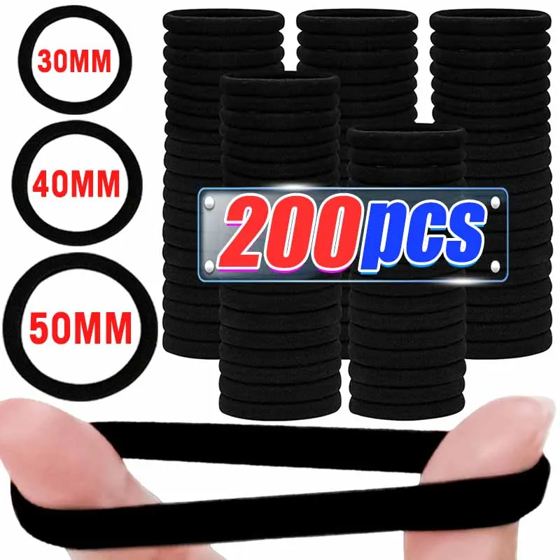 200-10pcs High Elastic Hair Bands for Women Girls Black Basic Hair Tie Headband Simple Ponytail Holder Headwear Hair Accessories