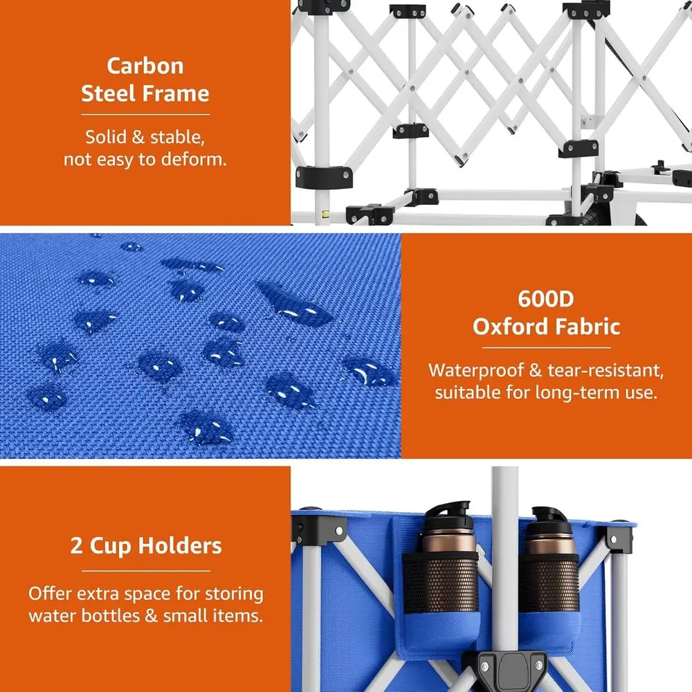 عربة قابلة للطي بـ 10 عجلات شديدة التحمل للرمل وجميع التضاريس والتخييم والأحمال الثقيلة #4