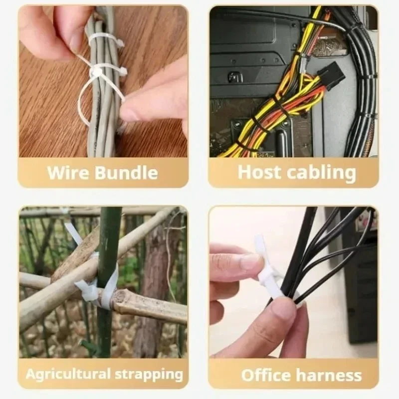 100PCS Reusable Self-Locking Nylon Cord Ties SecureFastening MixedColors Durable Flexible Ribbed Design for Indoor&Outdoor image 4