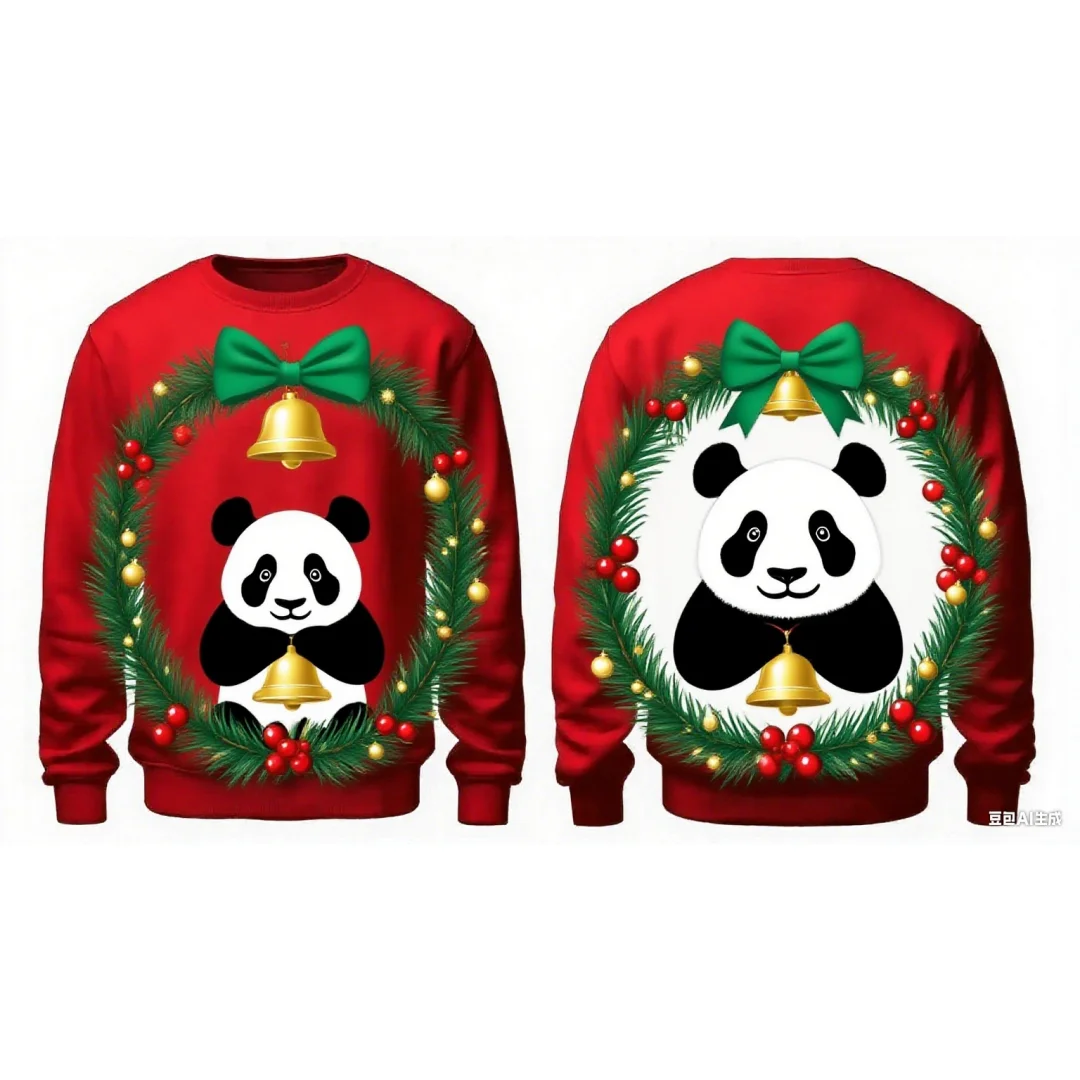 Sudadera con capucha con estampado de Panda navideño, moda de primavera y otoño con estampado 3D, ropa de calle versátil, sudaderas deportivas Y2K para hombres y mujeres