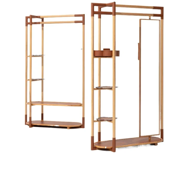 Handmade solid wood beech co t ra ck hanger with mir ror storage tray sh oe ra ck living r oom