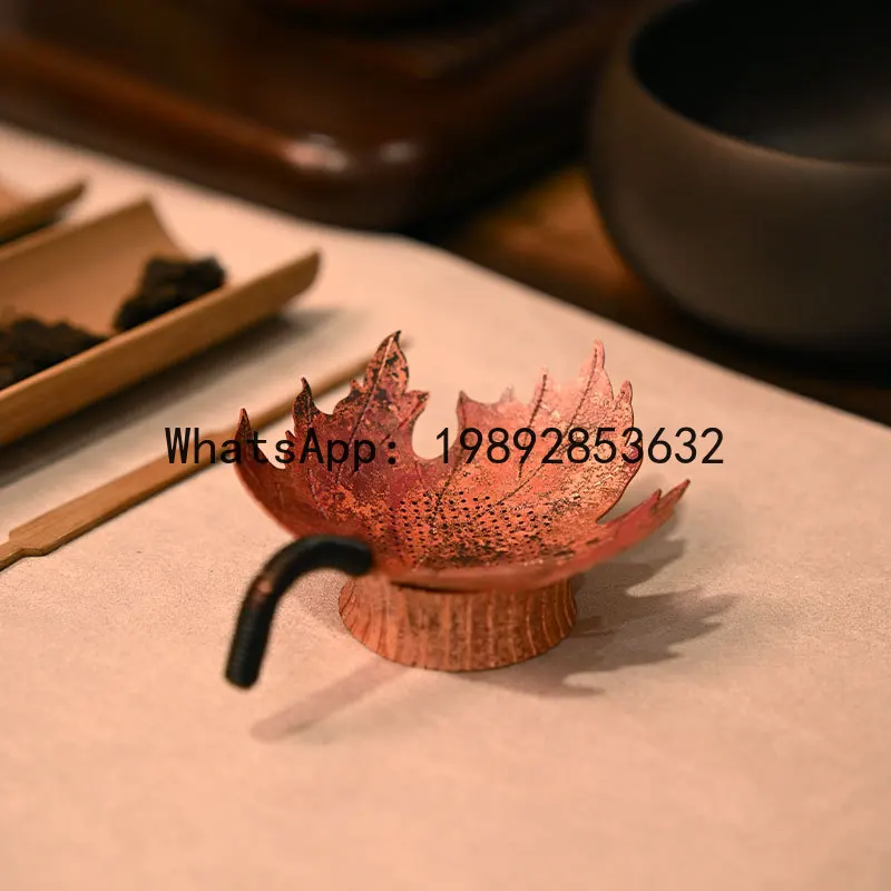 

PYJ pure handmade copper leaf kung fu tea set accessories filter tea leak set