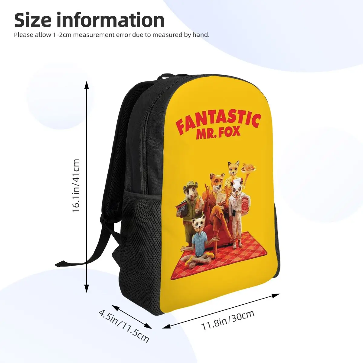 Fantastic Mr Fox Movie Poster Student Backpack School Bag Hiking Travel Daypack for Boys Girls Fashion Bookbag Shoulder Bags