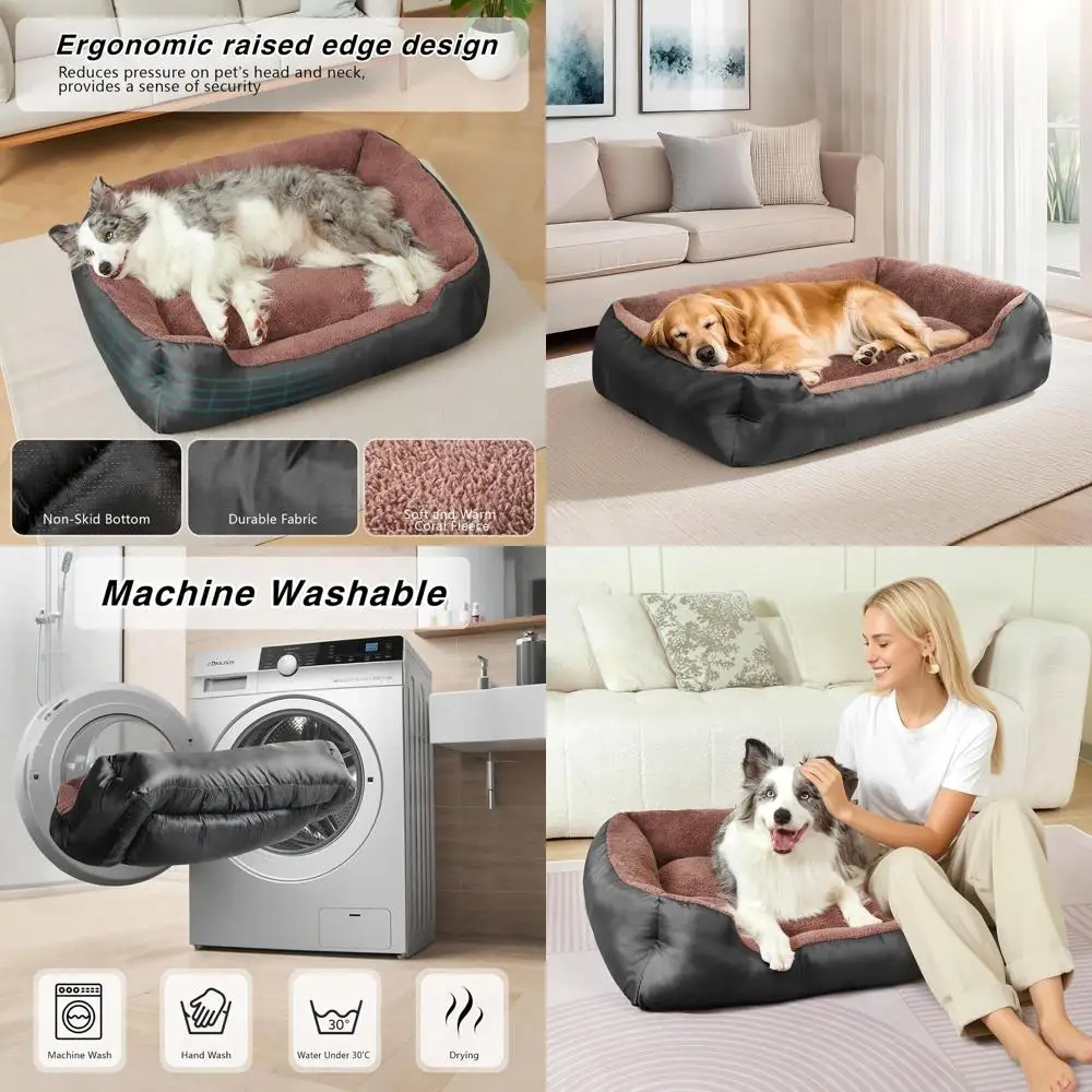 

Black Washable Side-Support Dog Bed for Small Breeds - Comfortable, Breathable, Non-Slip Pet Couch Bed